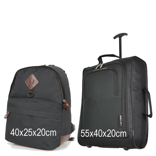 Priority Backpack Set 55x40x20 & 40x25x20cm Black